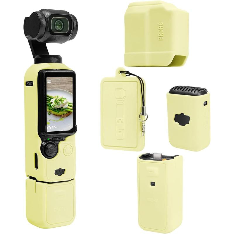 BRDRC the Latest DJI Osmo Pocket 3 Case 2025 Soft Silicone Protective Cover with Detachable Handle & Lens Protection for DJI Osmo Pocket 3 Creator Combo - Pink