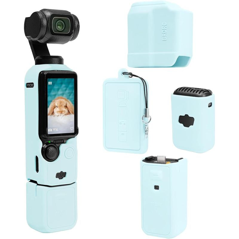 BRDRC the Latest DJI Osmo Pocket 3 Case 2025 Soft Silicone Protective Cover with Detachable Handle & Lens Protection for DJI Osmo Pocket 3 Creator Combo - Pink