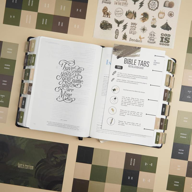 - Tabs with Stickers Included, Laminated Tabs for Women and Men, Accessories and Study Supplies, Book Tabs and Sticker Labels Designed for Bibles (Cammo)
