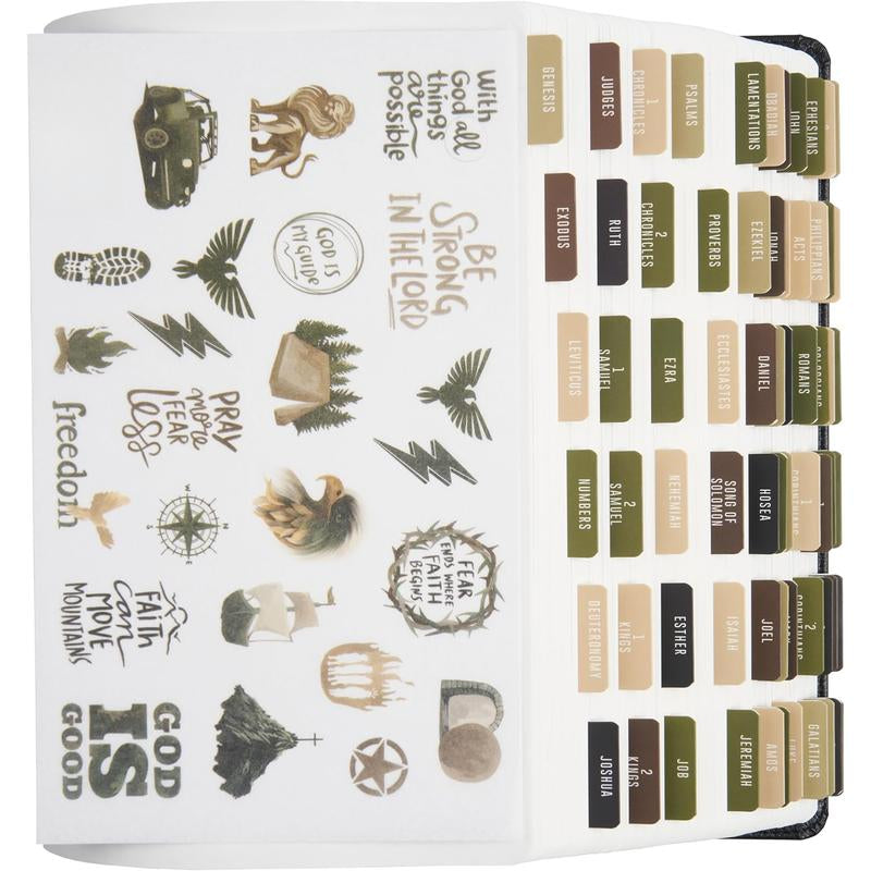 - Tabs with Stickers Included, Laminated Tabs for Women and Men, Accessories and Study Supplies, Book Tabs and Sticker Labels Designed for Bibles (Cammo)