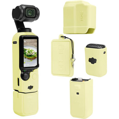 BRDRC the Latest DJI Osmo Pocket 3 Case 2025 Soft Silicone Protective Cover with Detachable Handle & Lens Protection for DJI Osmo Pocket 3 Creator Combo - Pink